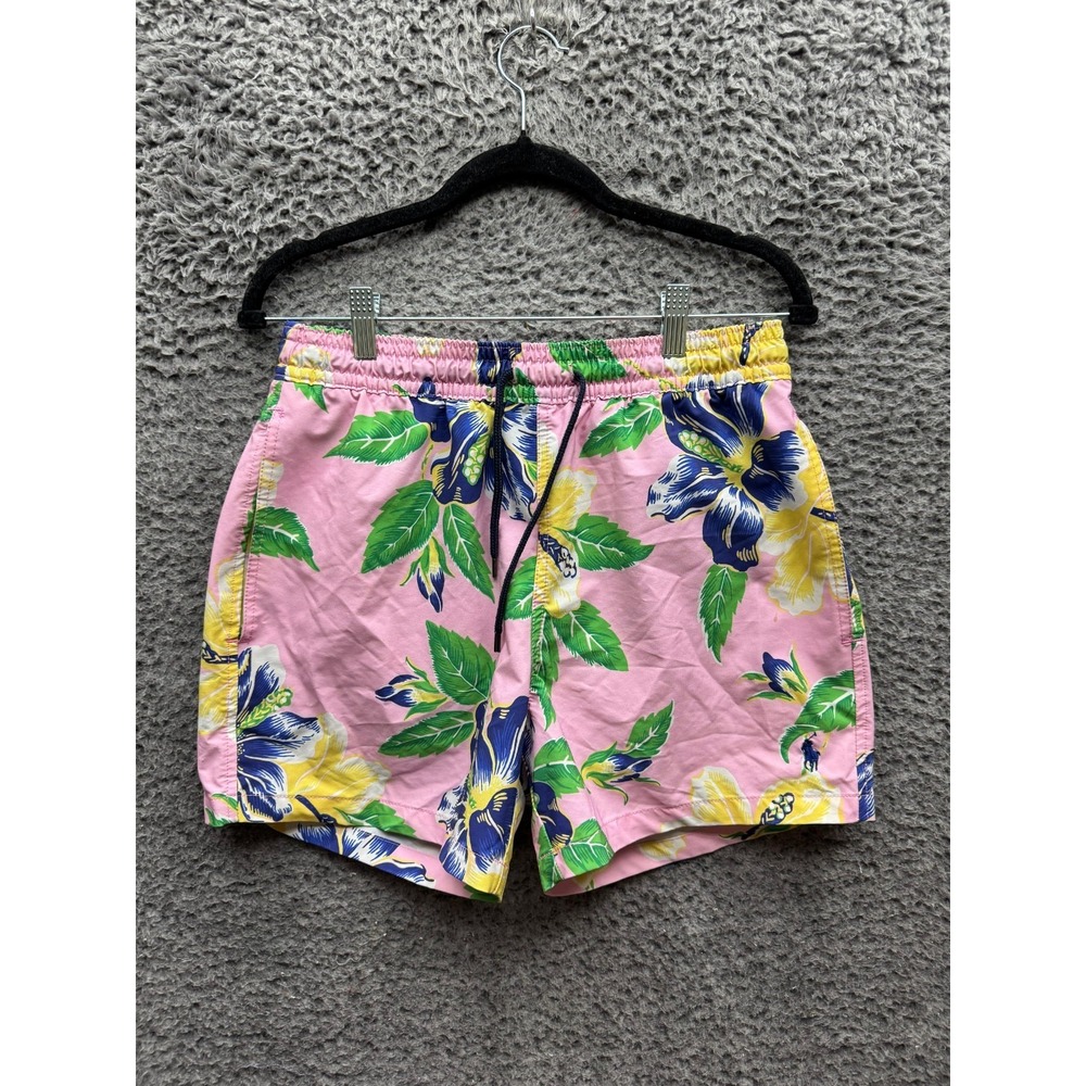 Polo Ralph Lauren Stretch Slim Fit Floral Aloha Swim Trunks Pink Mens Size M
